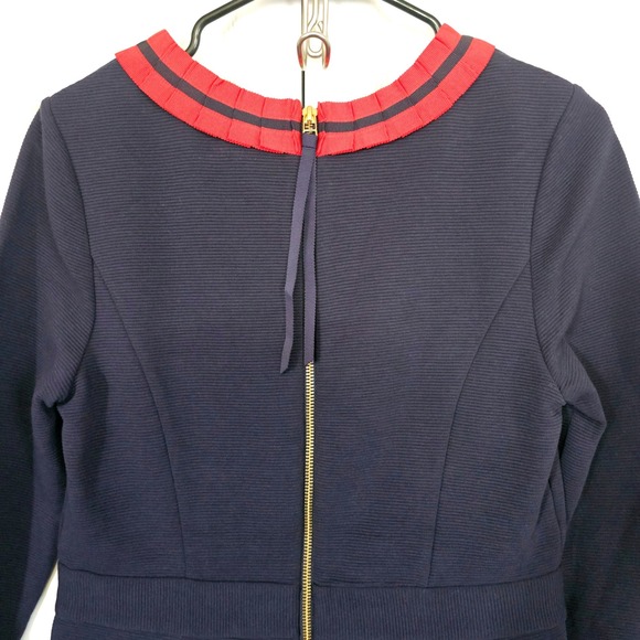 Boden NWT Polperro Ottoman Dress Navy Blue Red Sheath Pencil  8 Office Preppy - Picture 9 of 13